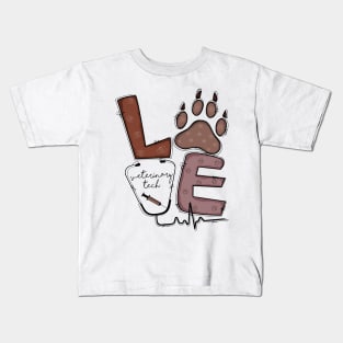 Love Vet Tech. Veterinary technician Kids T-Shirt